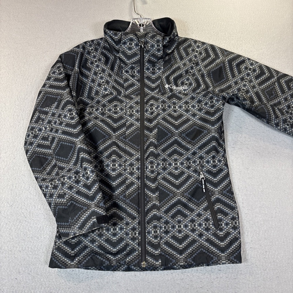 Columbia Interchange Full Zip Jacket Gray/Black Youth Med Inner Pockets Outdoor